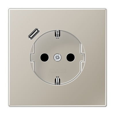 JUNG Розетка SCHUKO® с USB-зарядным устройством, тип С термопласт нержавеющая сталь ES1520-18C-L
