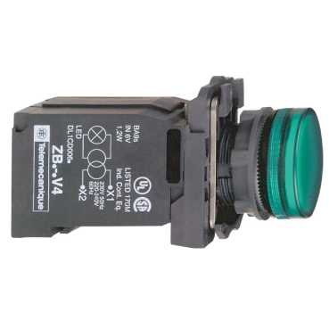 Купить SE XB5 Лампа сигнальная зеленая 22мм до 230В XB5AV43