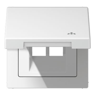 JUNG Накладка и крышка для двойных UAE розеток с символом "сеть" термопласт белый LS990BFKLLANWW