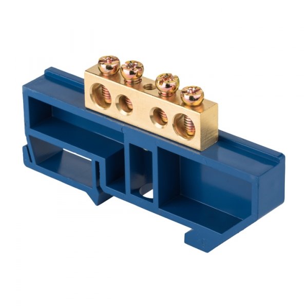 EKF PROxima Шина "0" N (8х12мм) 4 отверстия латунь синий изолятор на DIN-рейку