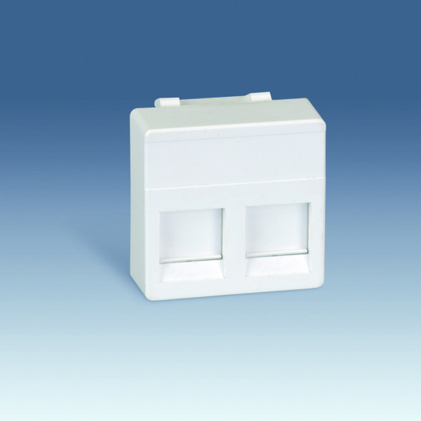 Simon 27 Мех Белый Адаптер на 2 RJ45(12) 75528-, 75540-, 75541-, 75544-39, широкий, шторки 27486-35