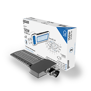 Gauss Светильник уличный Qplus 150W 18000lm 5000K 120-260V IP65 535*260*64мм черный КСС "Ш" LED 629535315