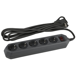 ЭРА USF-5es-5m-B Черный Сетевой фильтр базовая защита, с/з, с выкл, 5гн, 5м, ПВС, 10А