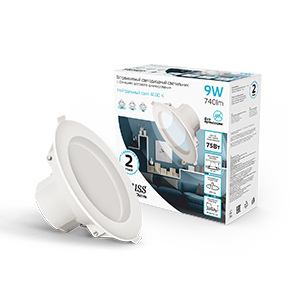 Gauss Светильник step-dimm круг 9W 740lm 4000K 180-265V IP20 монтаж Ø95 126*126*54мм белый LED 927420209-S