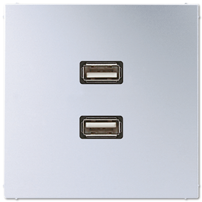 JUNG LS 990 Алюминий Накладка 2xUSB 2.0 (с несущей платой, монтаж только шурупами) MAAL1153