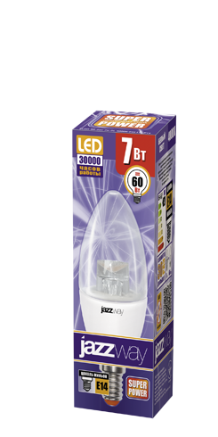 Купить Jazzway Лампа светодиодная (LED) "свеча" 7W E14 4000K прозрач 540Lm .2853127