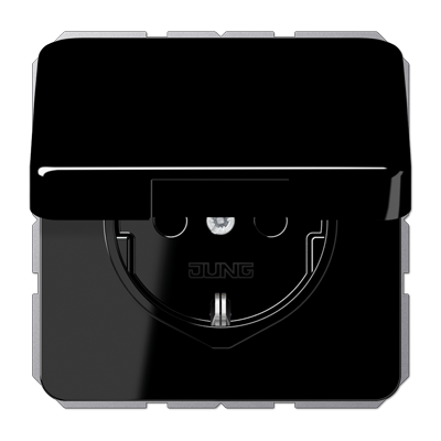 JUNG Штепсельная розетка SCHUKO 16A 250V~ с защитой от влажности; с замком; чёрный CD1520BFKLSW