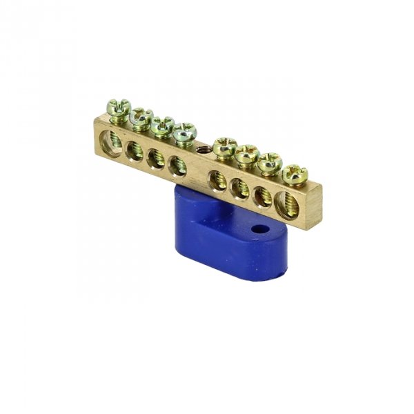 EKF PROxima Шина "0" N (6х9мм) 8 отверстий латунь синий угловой изолятор