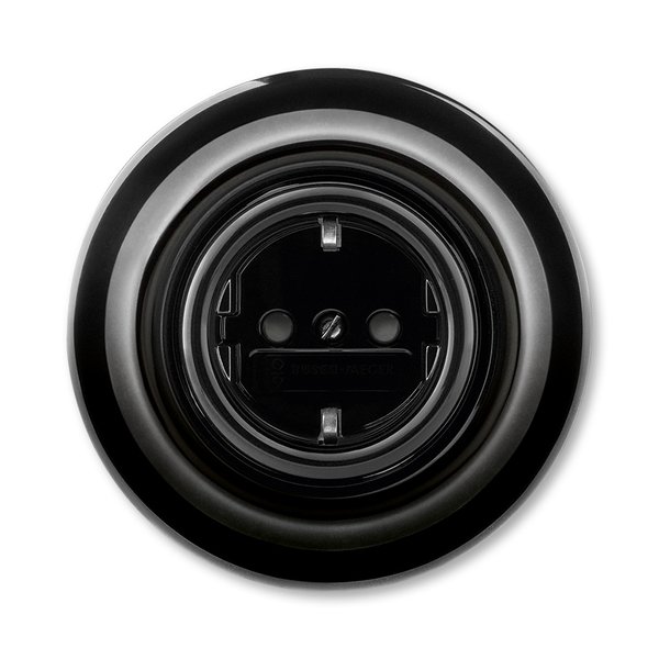 ABB Decento Чёрный фарфор Розетка с заземлением со шторками 16А 2CHK203459C4301