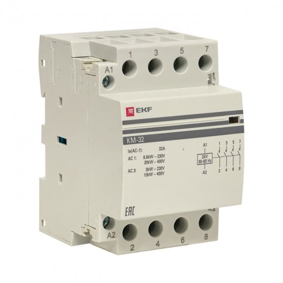 EKF PROxima Контактор модульный КМ 32А 4NО (3 мод.) 24В АС