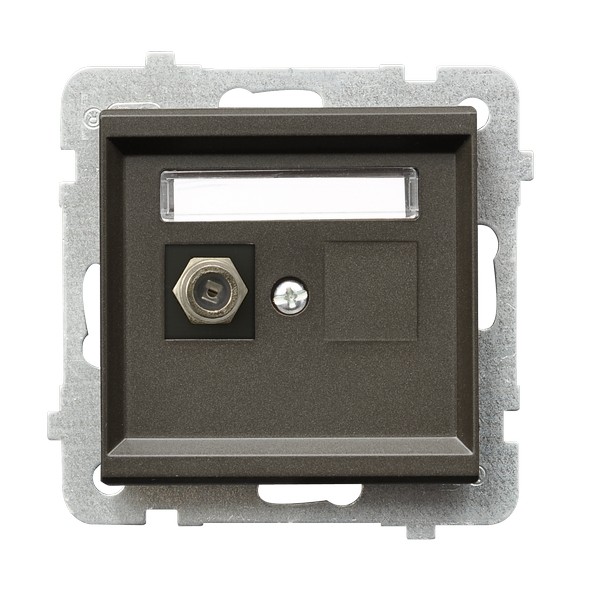 Ospel Sonata Шоколадный металлик Розетка антенная одинарная тип Ф, без рамки GPA-1RF/m/40