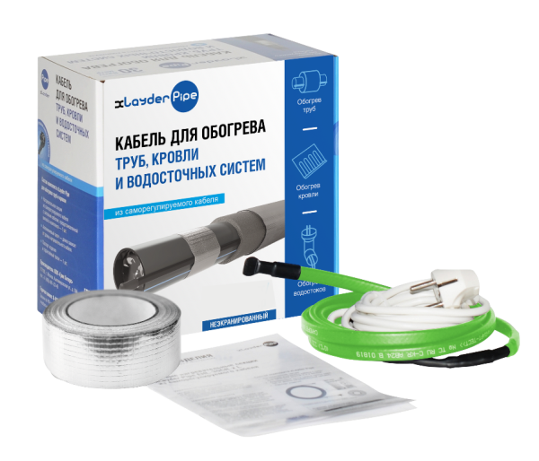 Комплект для обогрева труб без защитного экрана xLayder Pipe EHL, 30 Вт/м2, 10 м