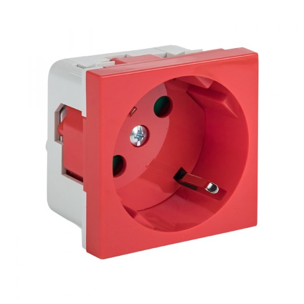 EKF PROxima Розетка 45х45 PRO, с заземлением, красная , 45 град