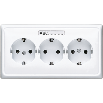 JUNG Розетка тройная с заземлением для кабельканалов, полем для надписи белая CD523NAWW