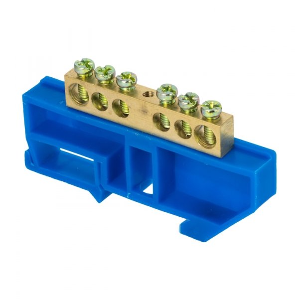 EKF PROxima Шина "0" N (8х12мм) 6 отверстий латунь синий изолятор на DIN-рейку
