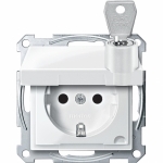 Купить SE Merten SM Полярно-Бел Розетка Schuko с крышкой запирающейся на замок MTN2315-0319