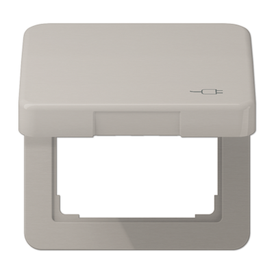 JUNG Рамка с подпружиненной крышкой для механизмов 50*50, с символом "Вилка", платина CD590KLSOCPT