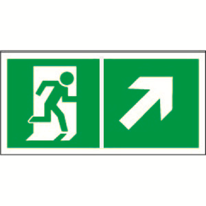 Белый свет Знак безопасности PS-50206.E37"Напр. к эвакуационному выходу направо вверх" a18216