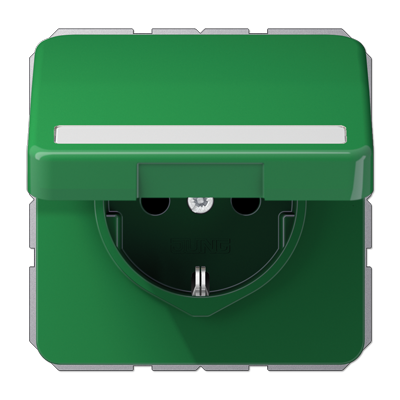 JUNG SCHUKO®-розетка 16 A / 250 B ~ с полем для надписи и крышкой, зелёная CD1521BFNAKLGN