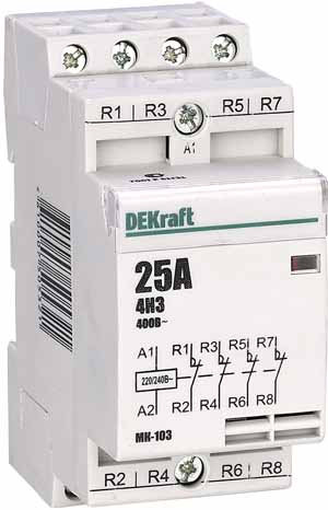 Купить Dekraft Модульный контактор 4НЗ 25А 230В МК-103