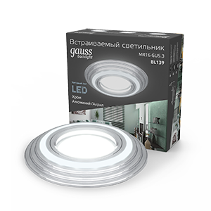 Gauss Светильник Backlight BL139 Кругл. Хром. Gu5.3, 3W, LED 4000K