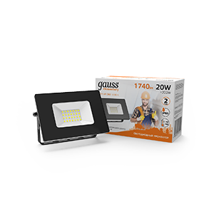 Gauss Прожектор Elementary 20W 1740lm 3000К 200-240V IP65 черный LED 613527120