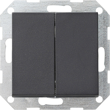 Gira System 55 Выключатель  кнопочн. 2-х клав. самовозврат.\ Переключатель 2-местн. 286128