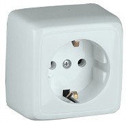 Hegel Альфа наруж Белая РА16-113 Розетка с/з, с изол. пластиной