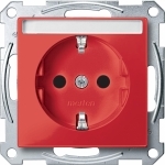 Купить SE Merten SM Рубин Розетка Schuko с полем для надписи, защитными шторками, безвинт. зажим (MTN2302-0306)