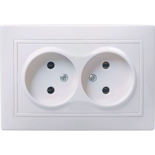 Купить IEK KVARTA РСш12-2-КБ Розетка 2местн. без з/к с защ.штор. 10А (белый)