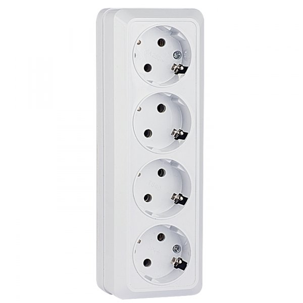 EKF PROxima Рим Розетка 4-местная 16А с заземлением белая