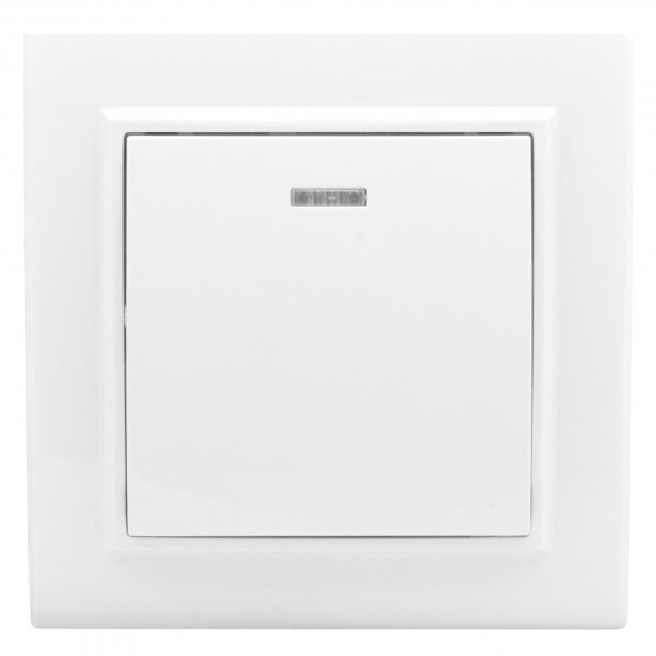 EKF Basic Минск Белый Выключатель 1-кл с индикатором, 10А, СП