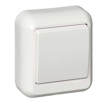 Купить SE Wessen Прима наруж Бел Выключатель 1-клавишный 10А, (в сборе) (индивид.упак.) VA1U-112-BI