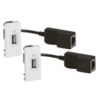 Купить Legrand Mosaic Белый USB усилитель с разъемом гнездо для линии передачи данных, передатчик+приемник 1 мод 078748