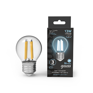 Gauss Лампа Filament Шар 13W 1150lm 4100К Е27 LED 1/10/50 105802213
