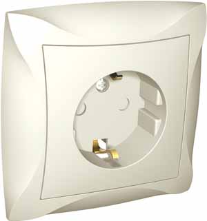 Купить SE Дуэт Беж Розетка с/з с защитными шторками, в сборе с рамкой WDE000244