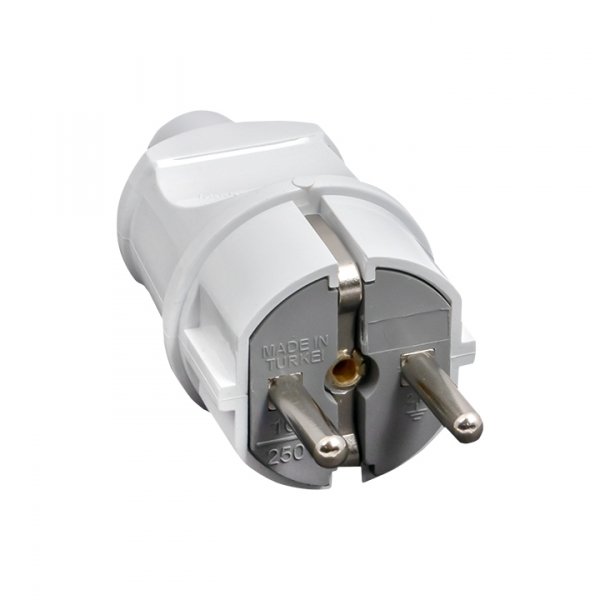 EKF PROxima Вилка прямая усиленная с заземлением белая 16А 250В