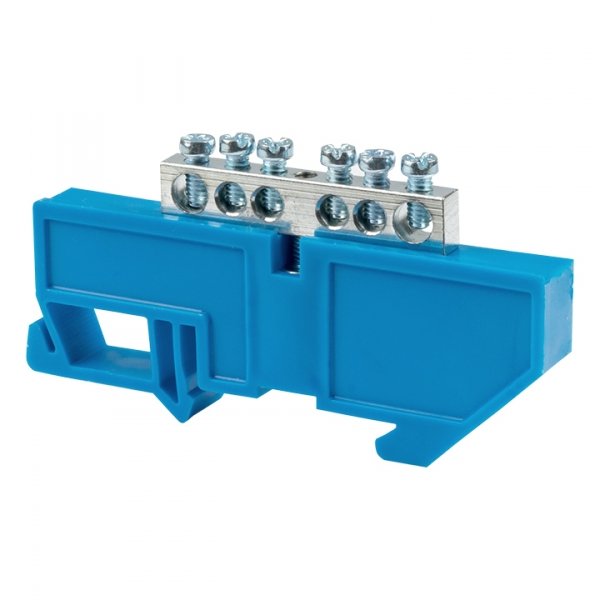 EKF PROxima Шина "0" N (6x9мм) 6 отв. цинк синий изолятор на DIN-рейку