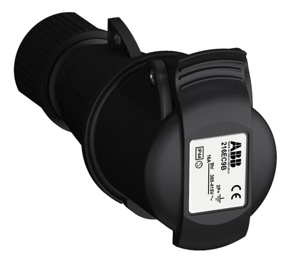 ABB Easy&Safe Вилка кабельная 216EP9B,16А,2P+E,IP44,9ч,черн 2CMA103594R1000