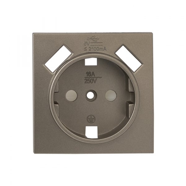 EKF PROxima Валенсия лицевая панель розетки 1-местной с/з 16А кашемир с защ. штор. с 2 USB 2,1А