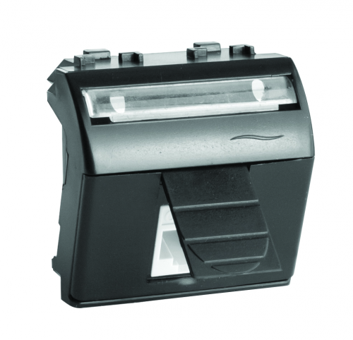 DKC HDMI со шторкой, Brava, черная, 2мод