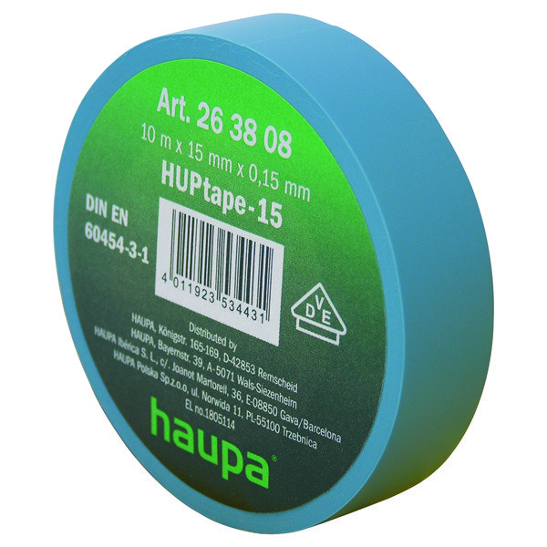 Haupa Изолента ПВХ, цвет синий, шир. 15мм, длина 10 м, d 60 мм 263808