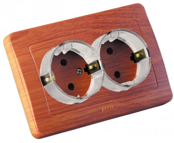 Hegel Мастер внутр Дуб РС16-381-05 Розетка с/з двойная
