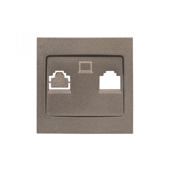 EKF PROxima Валенсия лицевая панель розетки RJ-45 2-местная графит