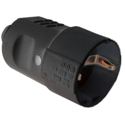 Купить DKC Розетка кабельная, бытовая с центральным вводом кабеля. Черная. IP20 16А 2P+E 230В