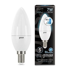 Gauss Лампа Свеча 7W 550lm 4100К E14 шаг. диммирование LED 103101207-S Gauss Лампа Свеча 7W 550lm 4100К E14 шаг. диммирование LED 103101207-S