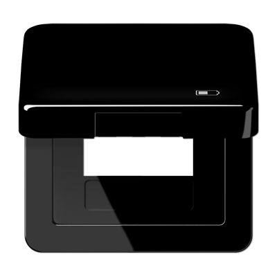 JUNG Рамка с подпружиненной крышкой для USB-механизмов, с центральной платой, чёрный CD590KLUSBSW