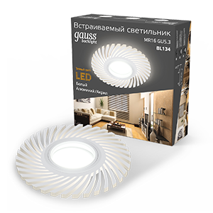 Gauss Светильник Backlight BL134 Кругл./узор. Белый, Gu5.3, 3W, LED 3000K