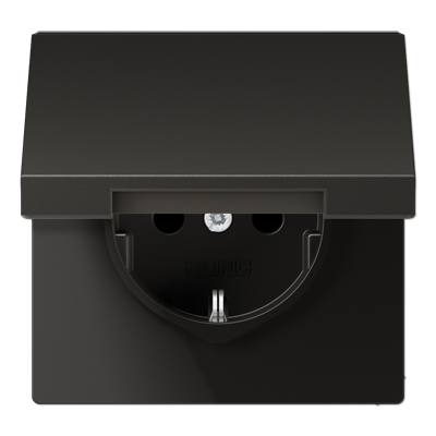 JUNG SCHUKO®-розетка 16 A / 250 B ~ с крышкой, антрацит AL1521KLAN