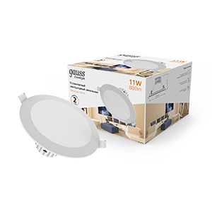 Gauss Светильник Кругл. Белый, 11W,120х120х63, Ø100мм, 880 Lm LED 2700K 946411111